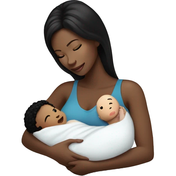 mom holding newborn baby girl with blue eyes white skin black hair and white skin newborn emoji