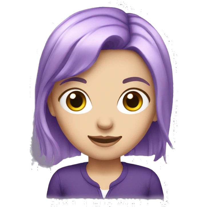 white girl with purple hair short bagsn emoji