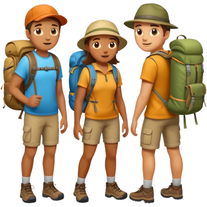 people wearing backpack to camping emoji