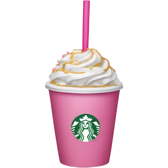 Starbucks cup with pink straw and pink ribbon around it with bow emoji