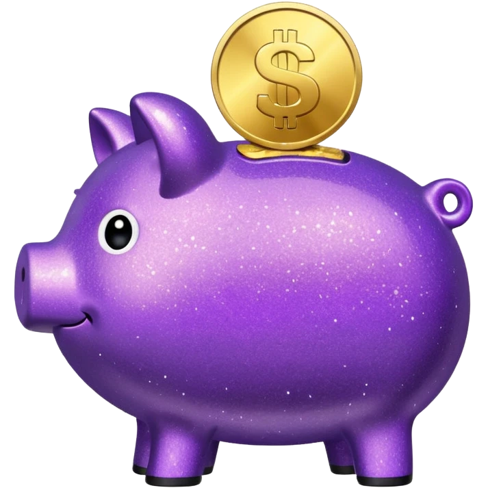 money in a glitter purple piggy bank emoji