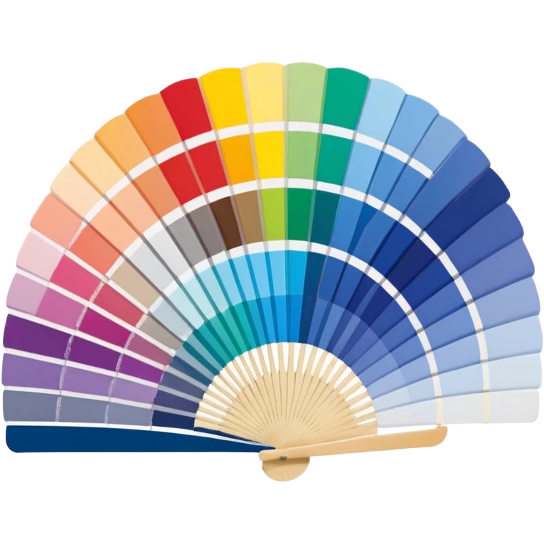 Pantone color swatch fan. The swatches should be fanned out, each with a different color. emoji