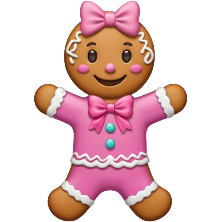 Make a gingerbread wear a pink bow emoji