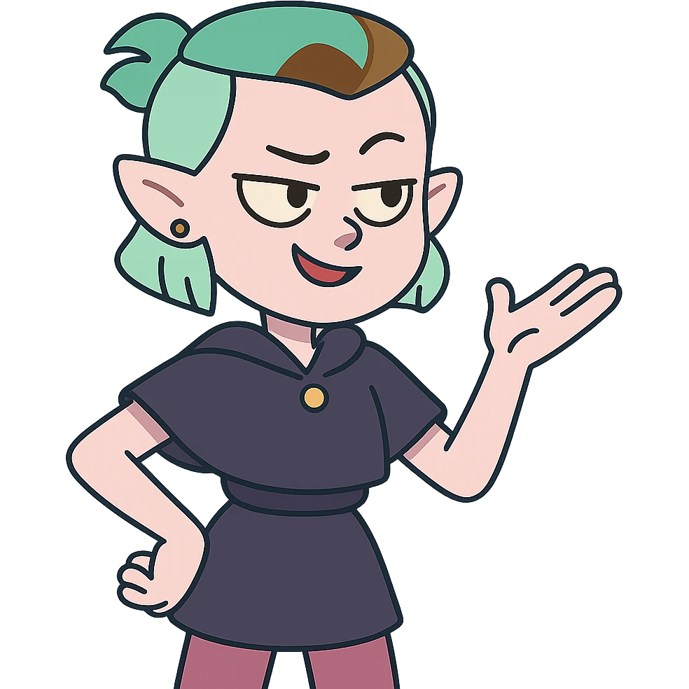 Amity as a soft pastel cartoon character emoji
