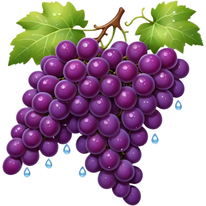 bunch of rich purple grapes with dewdrops and soft glow, sparkling, luxury, premium wine theme emoji