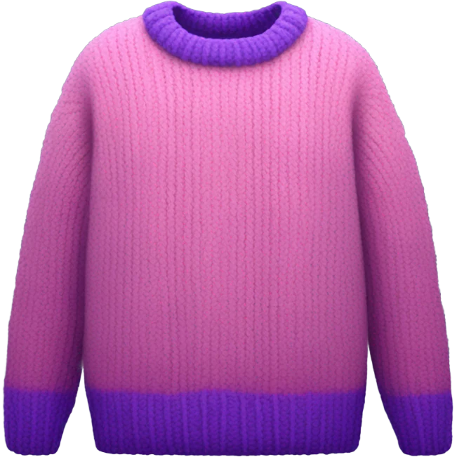 Pink and purple cropped oversize wool sweater, isolated emoji