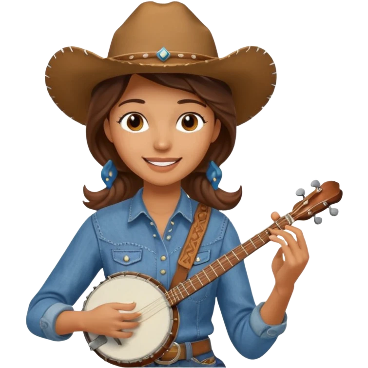 banjo-playing woman cowboy emoji