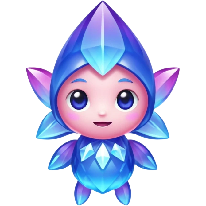 kawaii chibi style crystal sprite creature that is purple, blue, and pink  emoji