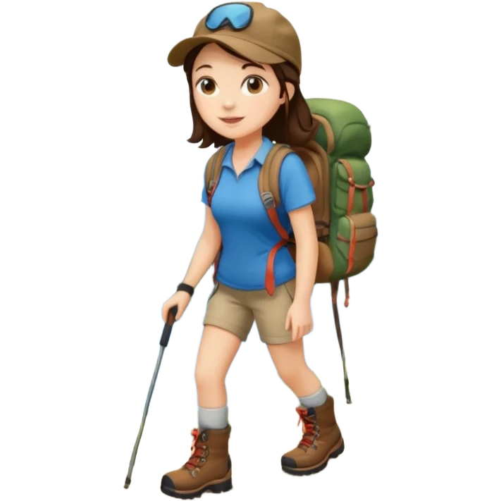 Brunette girl hiking emoji