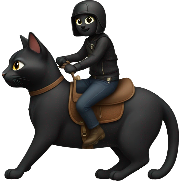 black cat with riding croo emoji
