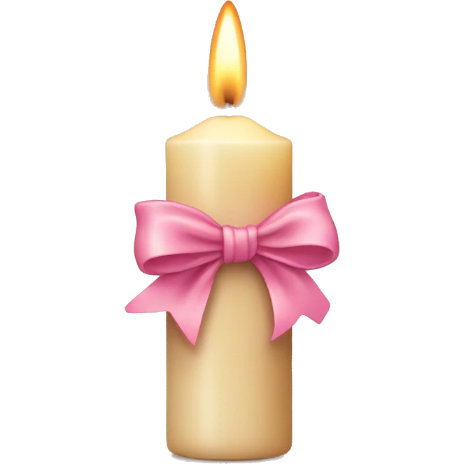 Beige candle with a pink bow emoji