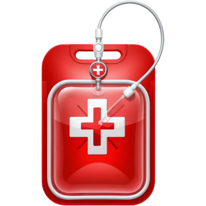 IV bag with blood and a medical cross emoji