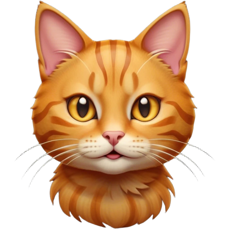 Cinematic Comical Ginger Tabby Cat Portrait Emoji, Head tilted dramatically with an exaggeratedly shocked or offended expression, sleek orange-brown fur with bold tabby stripes, wide amber eyes filled with exaggerated disbelief, Simplified yet hilariously expressive features, highly detailed, glowing with a slightly sassy glow, high shine, dramatic yet playful, stylized with an air of attitude, bright and endearing, soft glowing outline, capturing the essence of a sassy and over-the-top feline, so meme-worthy it feels like it could side-eye its way into internet fame instantly! emoji