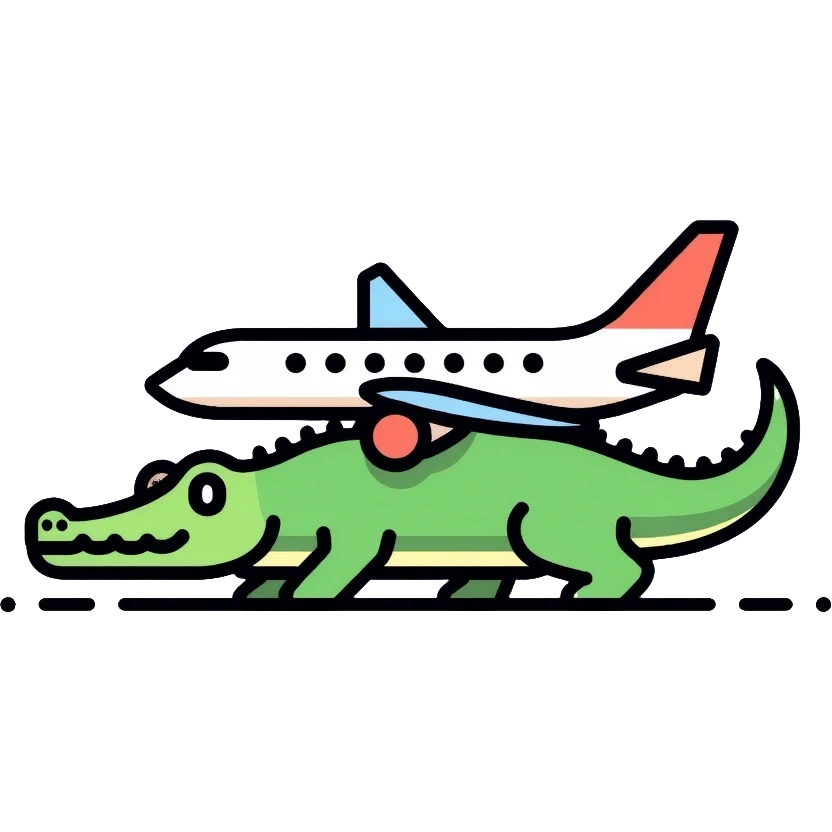 crocodile with airplane body emoji