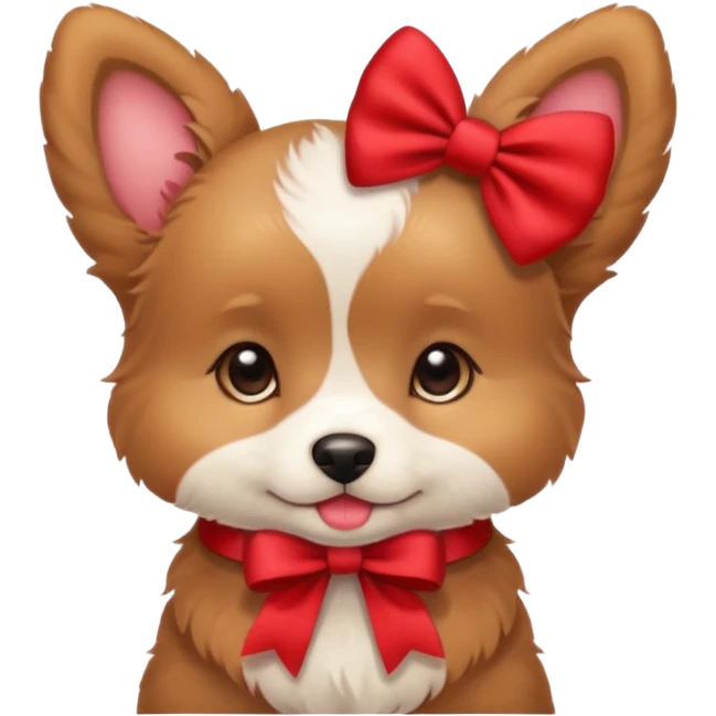 Cute puppy with bow emoji