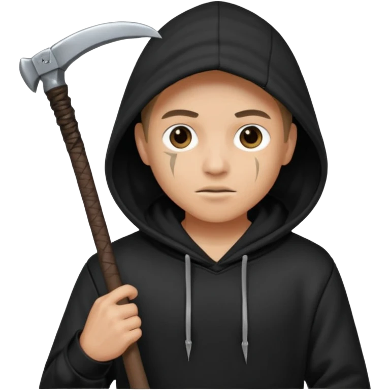 crane en capuche noir avec une faux emoji