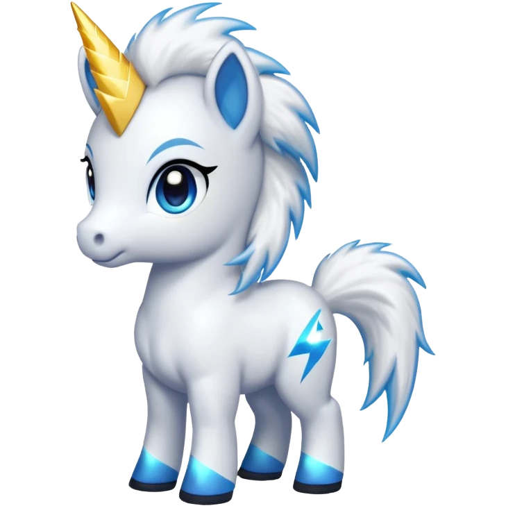 small chibi pony with Pokémon-like features, lightning bolt tail, bright colors emoji