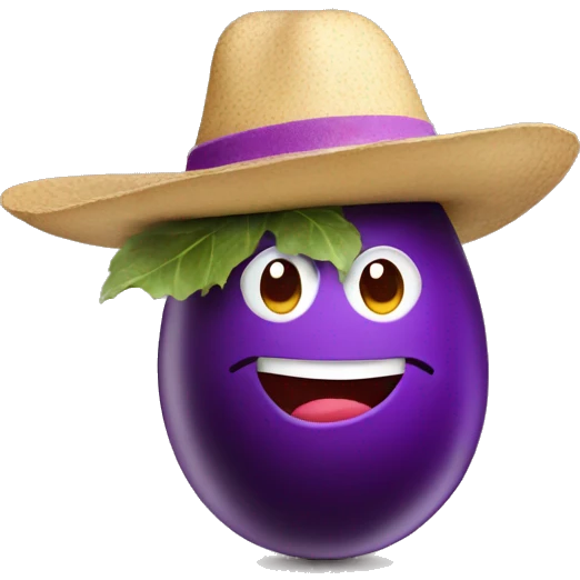 Egg plant with a hat emoji