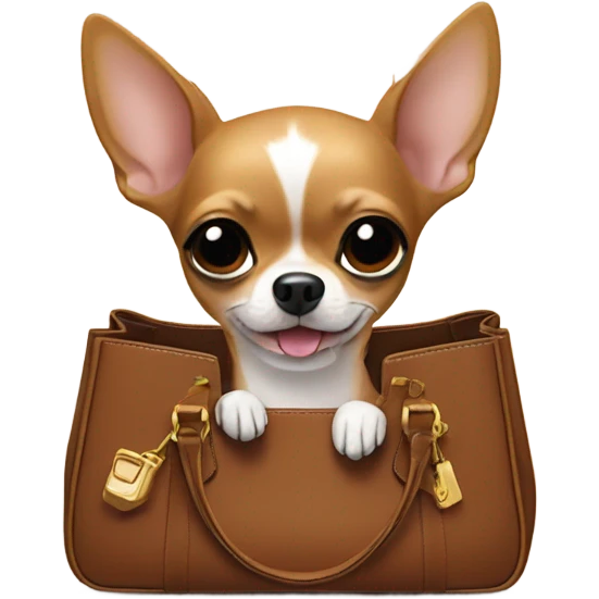 Chiahuahua in brown birkin bag emoji