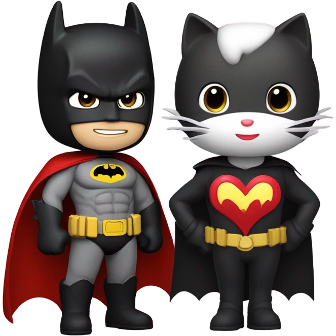 batman and hello kitty with a heart around them  emoji