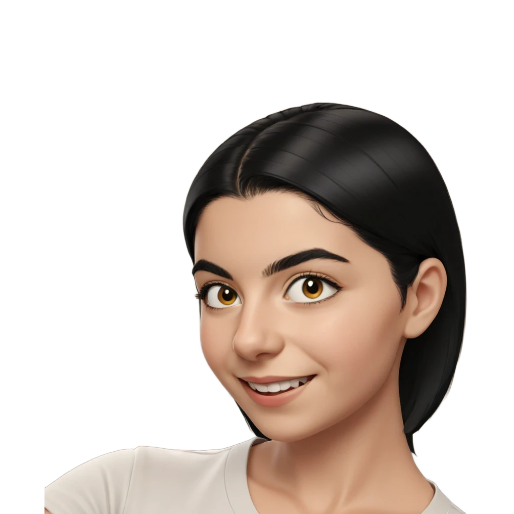smiling girl with black hair emoji