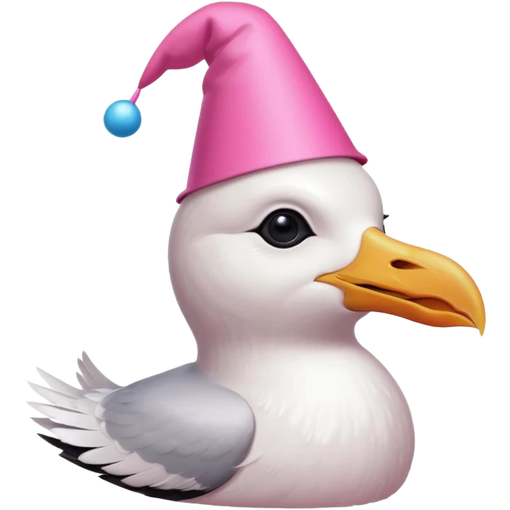 A seagull head with a party hat, without the body emoji