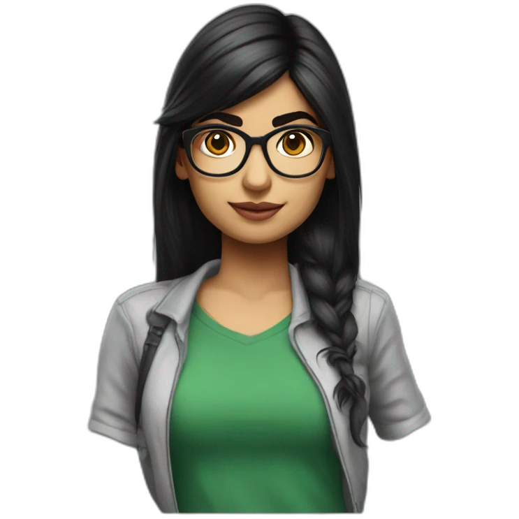 realistic mia khalifa with a small top emoji