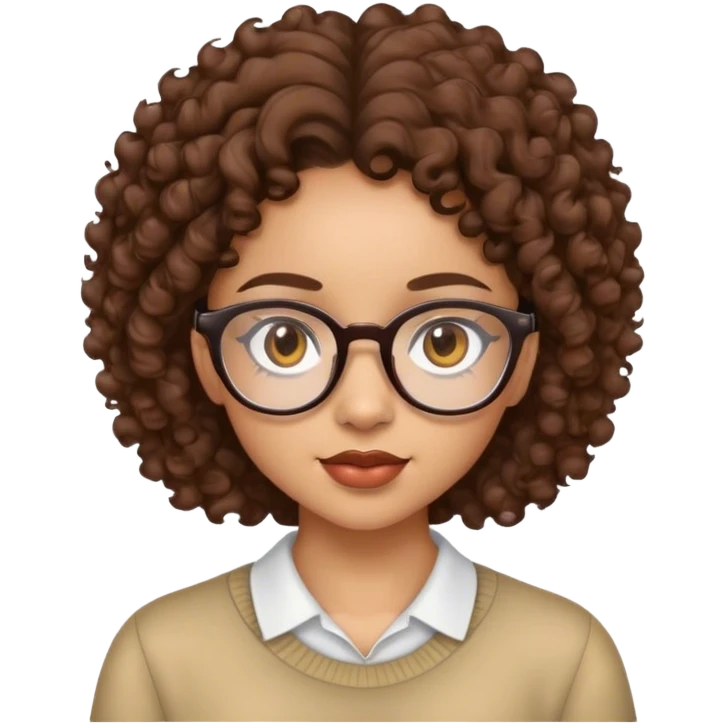 lightskin girl with glasses with brown curly hair emoji