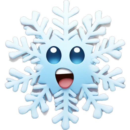 Snowflakes sticking out its tongue emoji