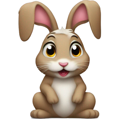  begging bunny with sticking tongue out looking up emoji