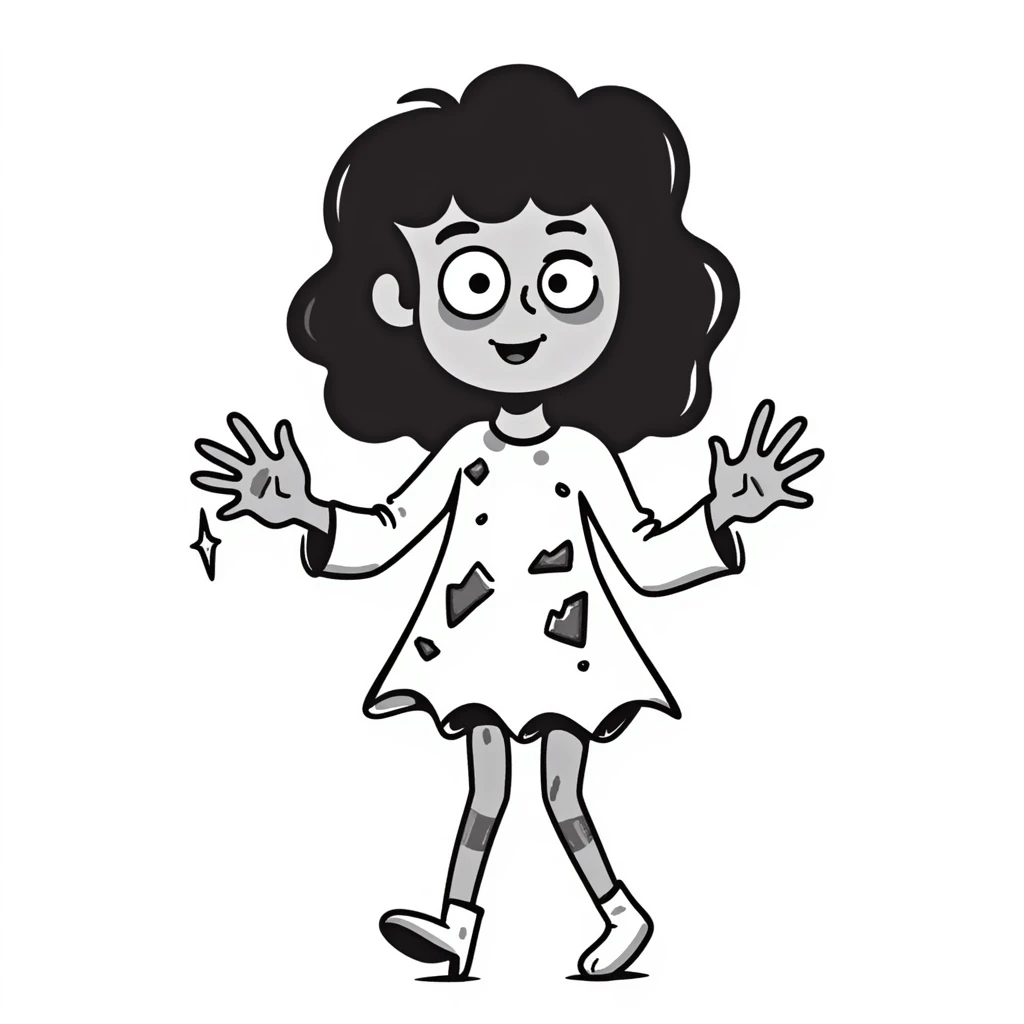 zombie girl with dark hair emoji