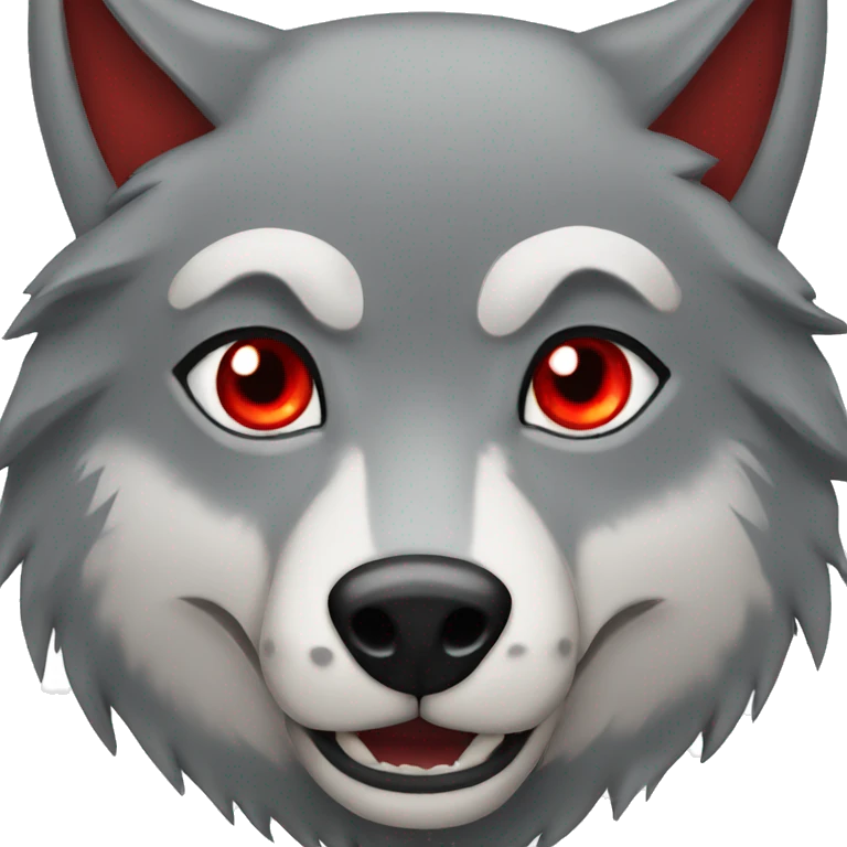 grey wolf with red eyes emoji