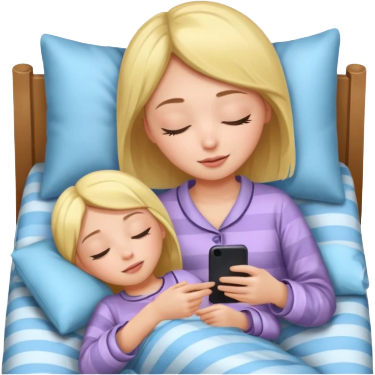 A girl sleeping and texting another girl and it slits both and they say good night bestie emoji