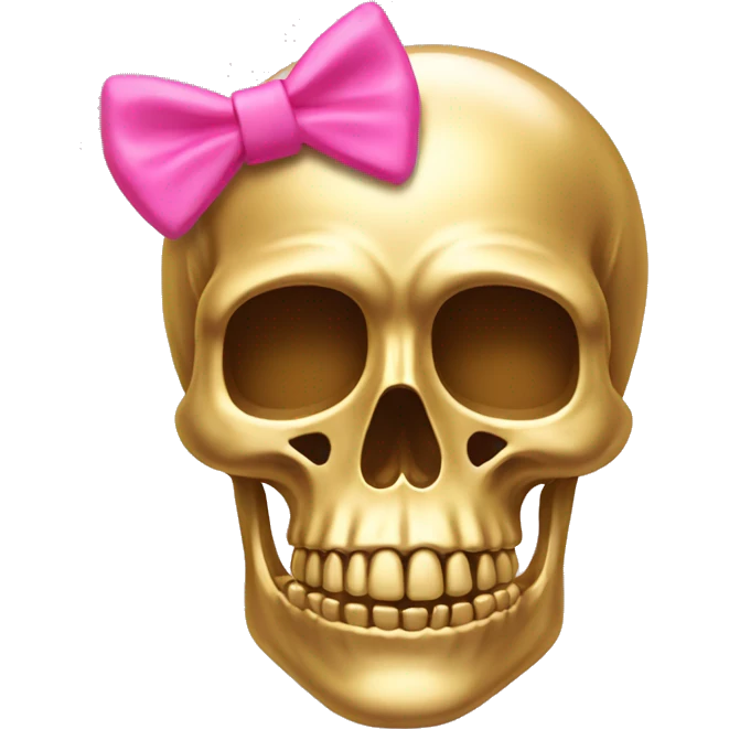 Gold Skeleton with pink bow on the side of its head emoji