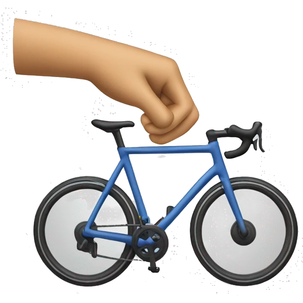 roadbike handlebar with two hands, right hand two fingers are pointing, front view emoji