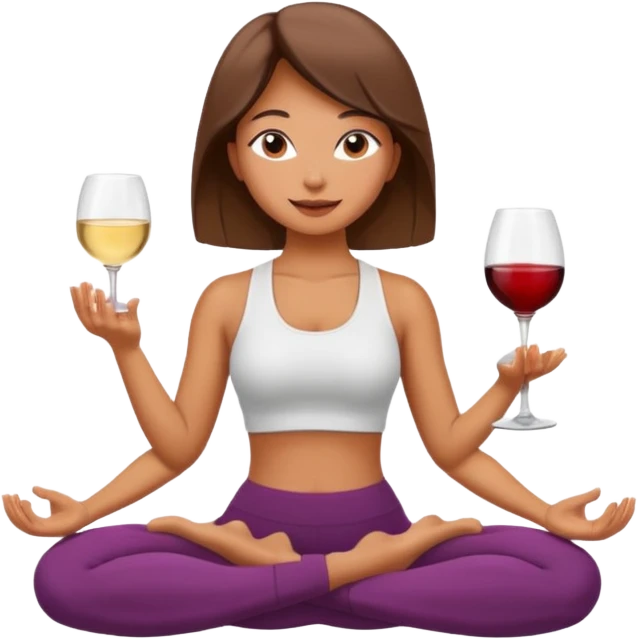 Girl doing yoga and drinking wine emoji