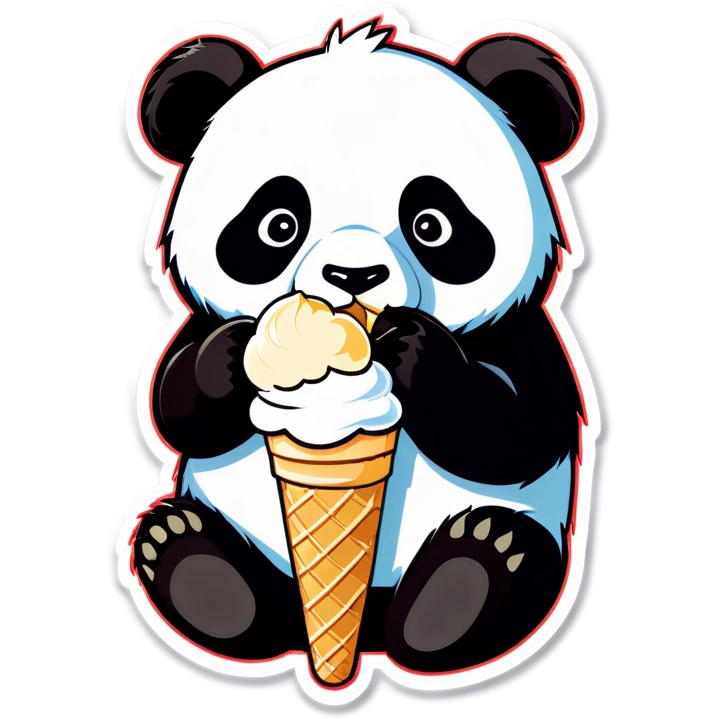 Panda eating ice cream emoji