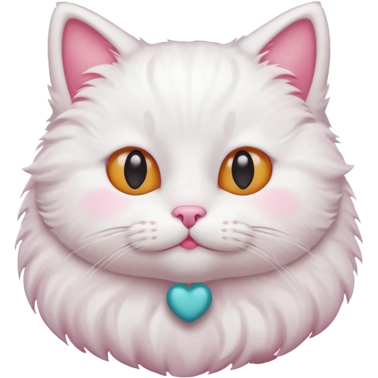 white cat that has pink cheeks emoji