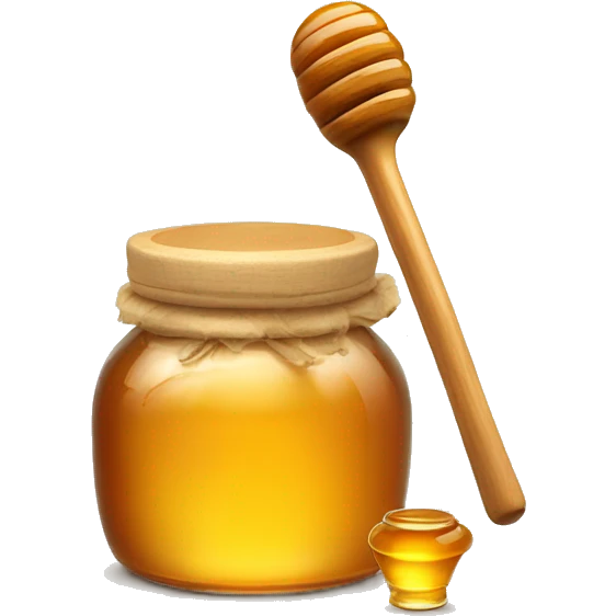 glass jar of honey with a wooden honey dipper emoji