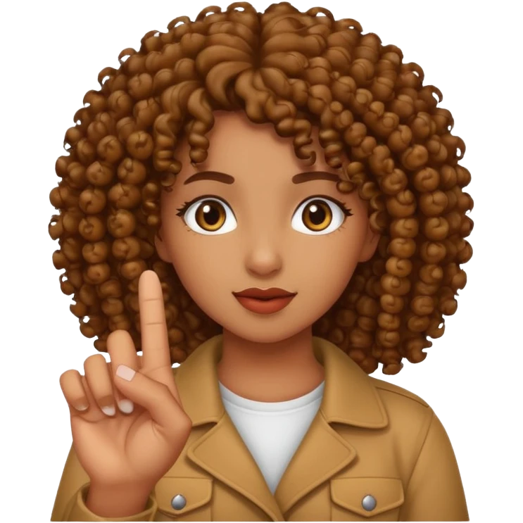 Curly haired brown skin girl sticking up the middle finger emoji