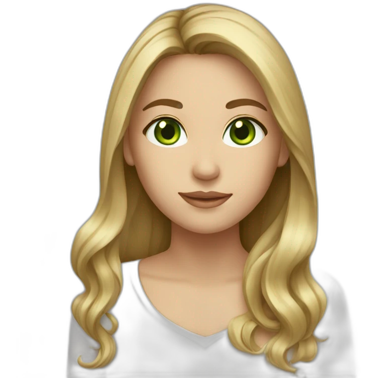 Brunette with blonde streaks long hair and green eyes emoji