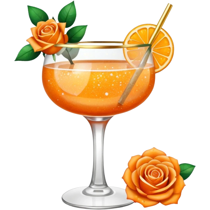 Glittery orange with roses gold mocktail emoji