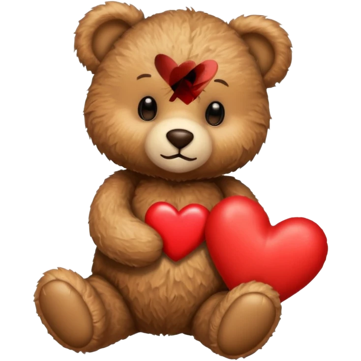 Teddy bear holding love emoji