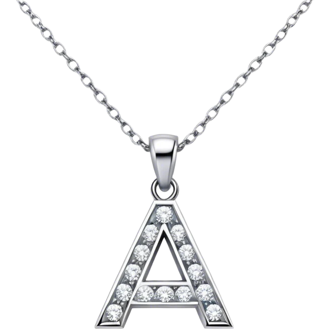 Diamond necklace with the small letter A pendant  emoji