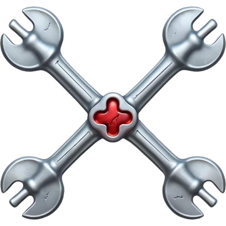 Emoji-style metallic bones with traces of blood, steel texture, dark dramatic tone, clean background emoji