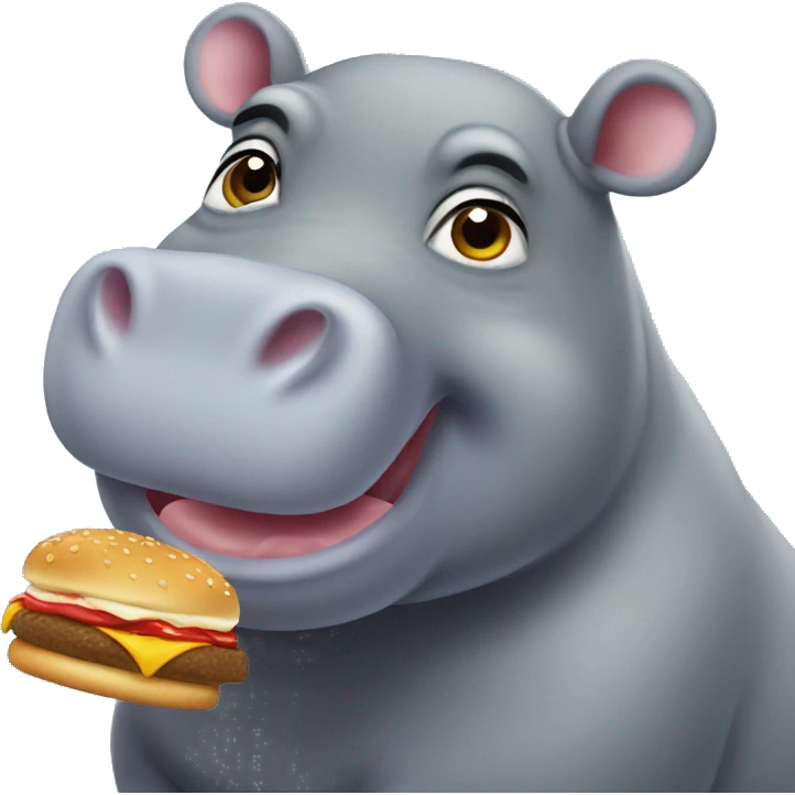 Cute hippo eating McDonald’s emoji