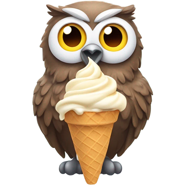 Owl with eat ice cream  emoji