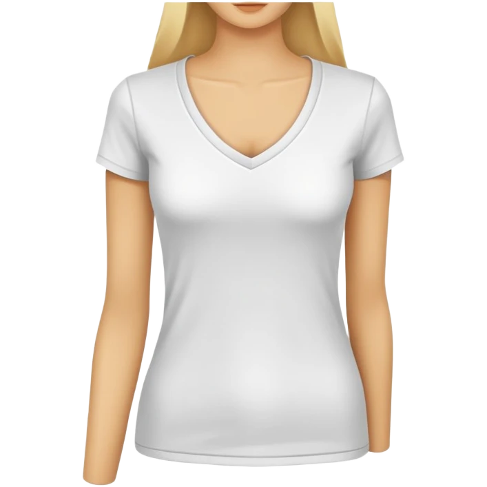 single white fitted v-neck t-shirt, cropped length, simple clean isolated garment only, no accessories, plain white background emoji