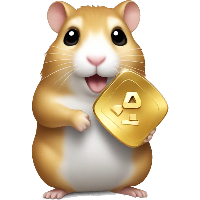 A hamster holding youtube gold play button award emoji