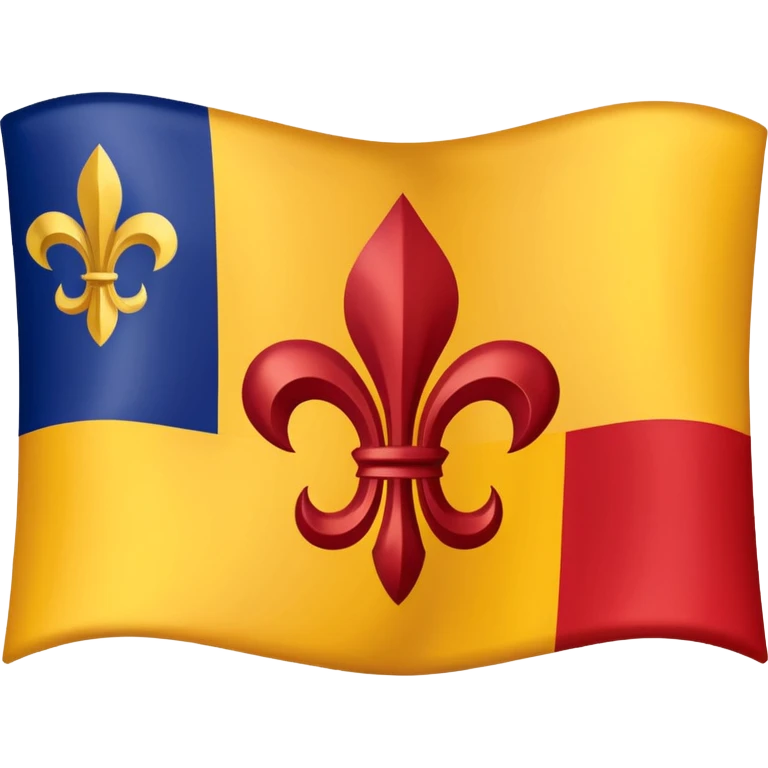 Louisiana Creole flag with a deep blue background, a single gold five-pointed star in the upper left, and three gold fleur-de-lis below it. Flat vector design, clean lines, high contrast, no text, clear at small size. emoji